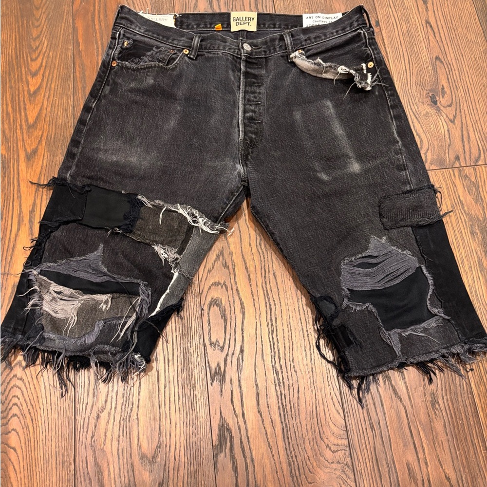 Gallery Dept Black Distressed Jean Shorts
